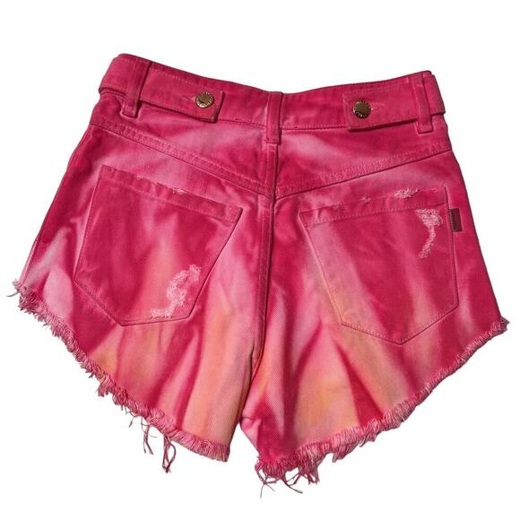 RETROFETE Tessa Short Micro Frayed Denim Vintage Watercolor Sunset Size 23 NEW - Picture 7 of 10